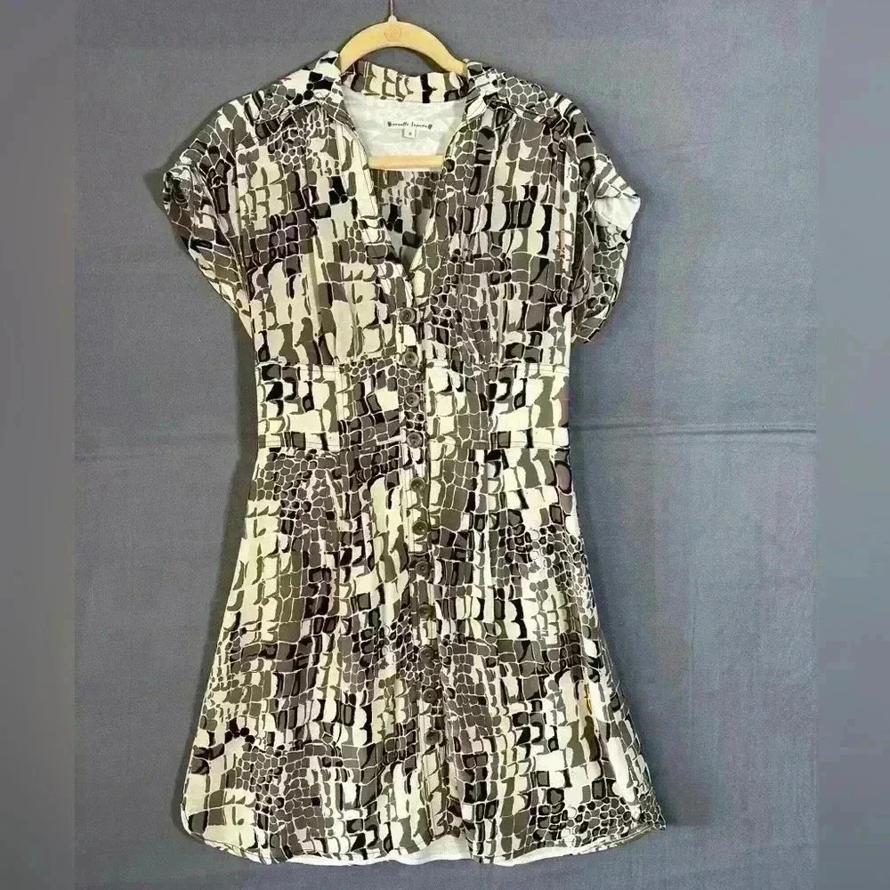Nanette Lepore Womens Dress Size 10 Brown Button Up Lined 100% Silk